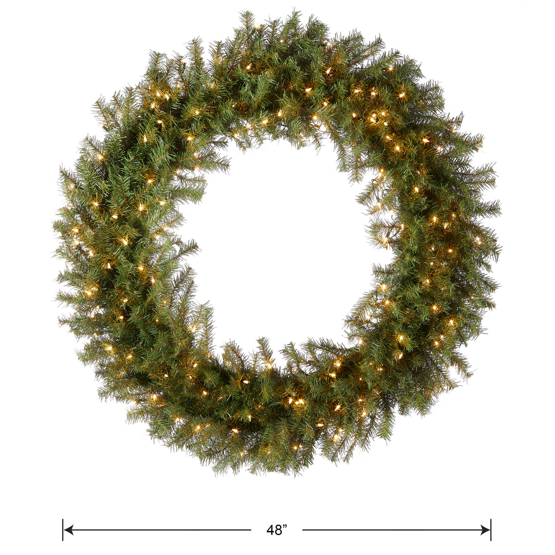 National Tree Company Pre-Lit Artificial Christmas Wreath, Green, Norwood Fir, White Lights, Christmas Collection, 48 Inches