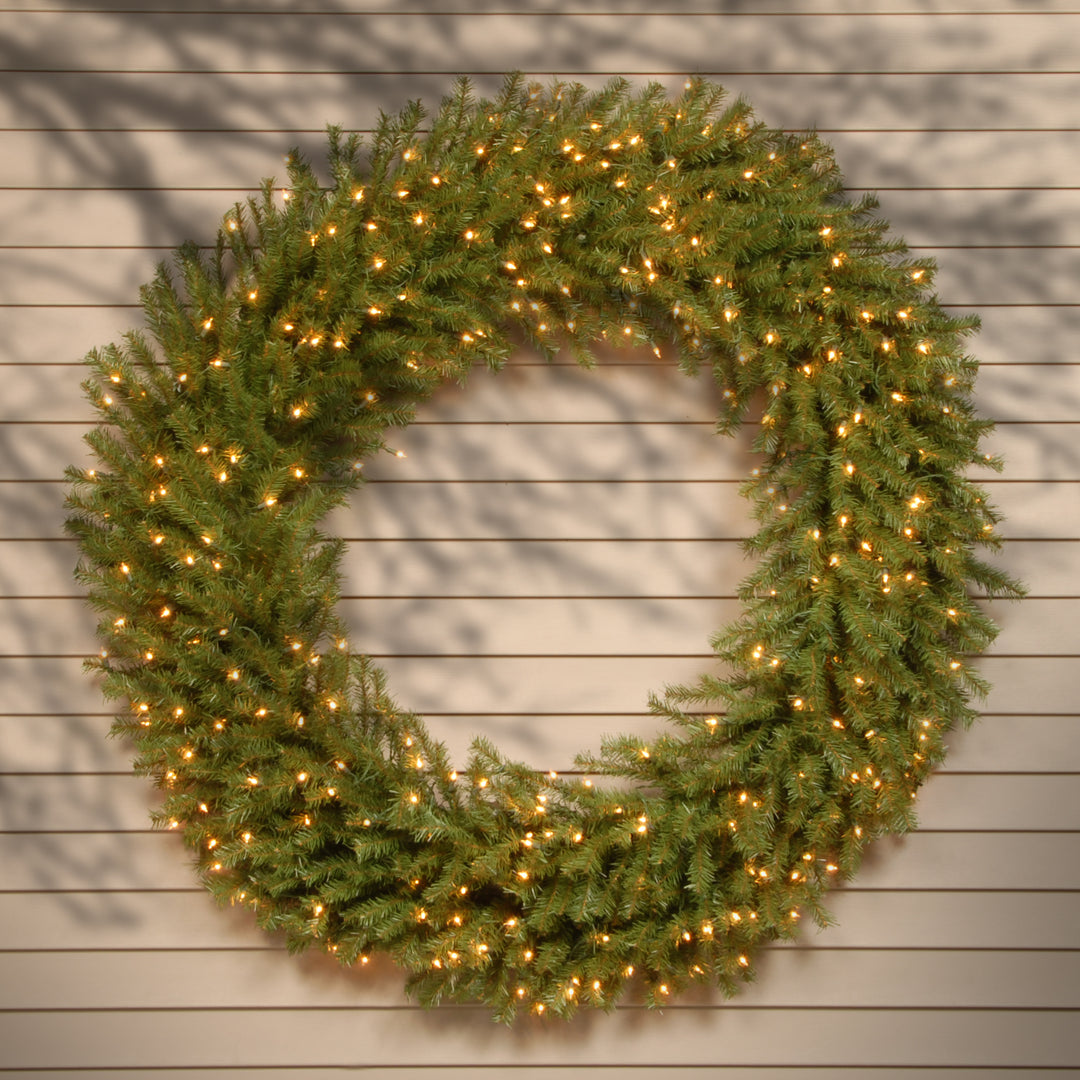 National Tree Company Pre-Lit Artificial Christmas Wreath, Green, Norwood Fir, White Lights, Christmas Collection, 60 Inches