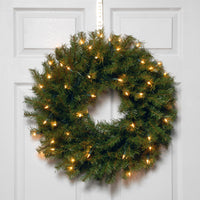 24 in. Pre-Lit Norwood Fir Wreath with Battery Operated Warm White LED Lights - National Tree Company