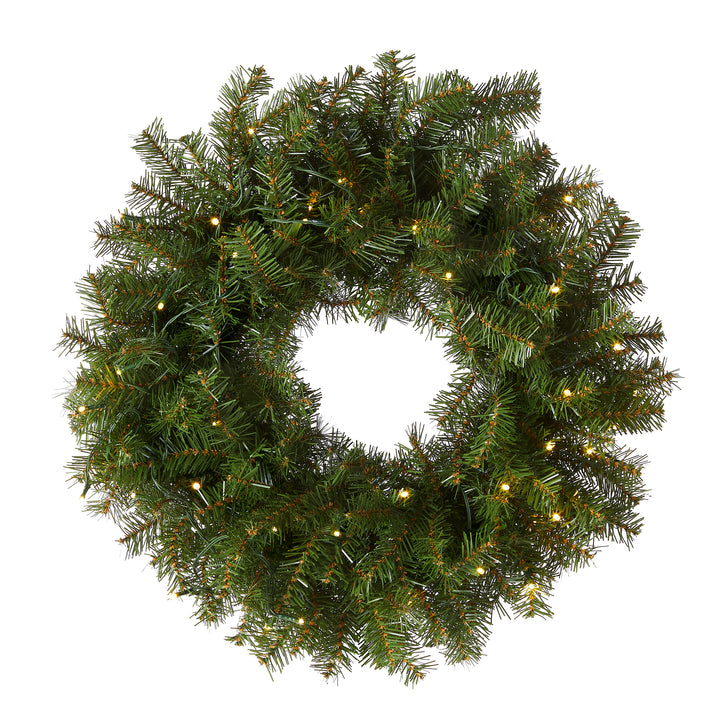 National Tree Company Pre-Lit Artificial Christmas Wreath, Green, Norwood Fir, White Lights, Christmas Collection, 30 Inches