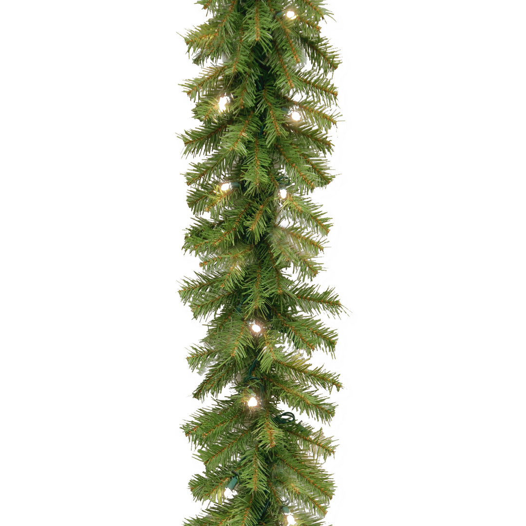 Pre-Lit Artificial Christmas Garland, Green, Norwood Fir, White Lights, Battery Operated, Christmas Collection, 9 Feet