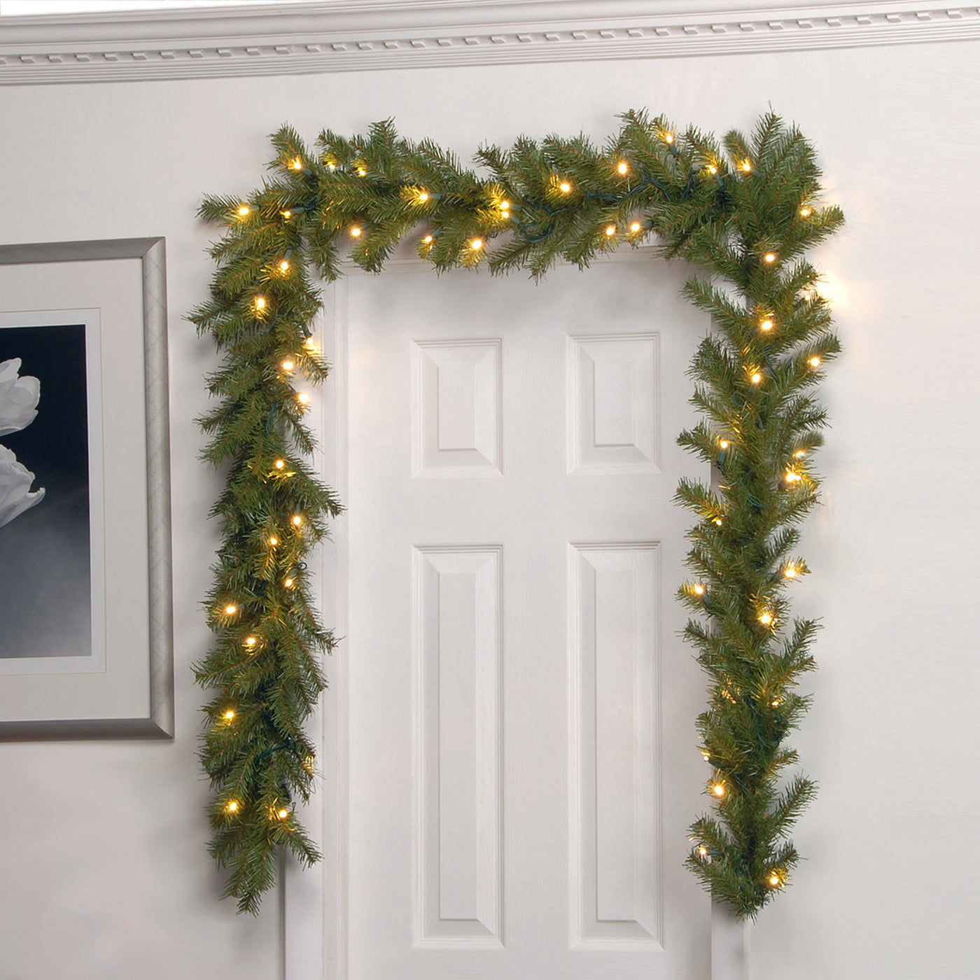 9 ft. Pre-Lit Norwood Fir Garland with Warm White LED Lights - National Tree Company