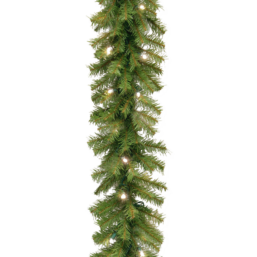 9 ft. Pre-Lit Norwood Fir Garland with Warm White LED Lights - National Tree Company