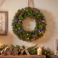 24 in. Pre-Lit Norwood Fir Wreath with Battery Operated Multicolor LED Lights - National Tree Company