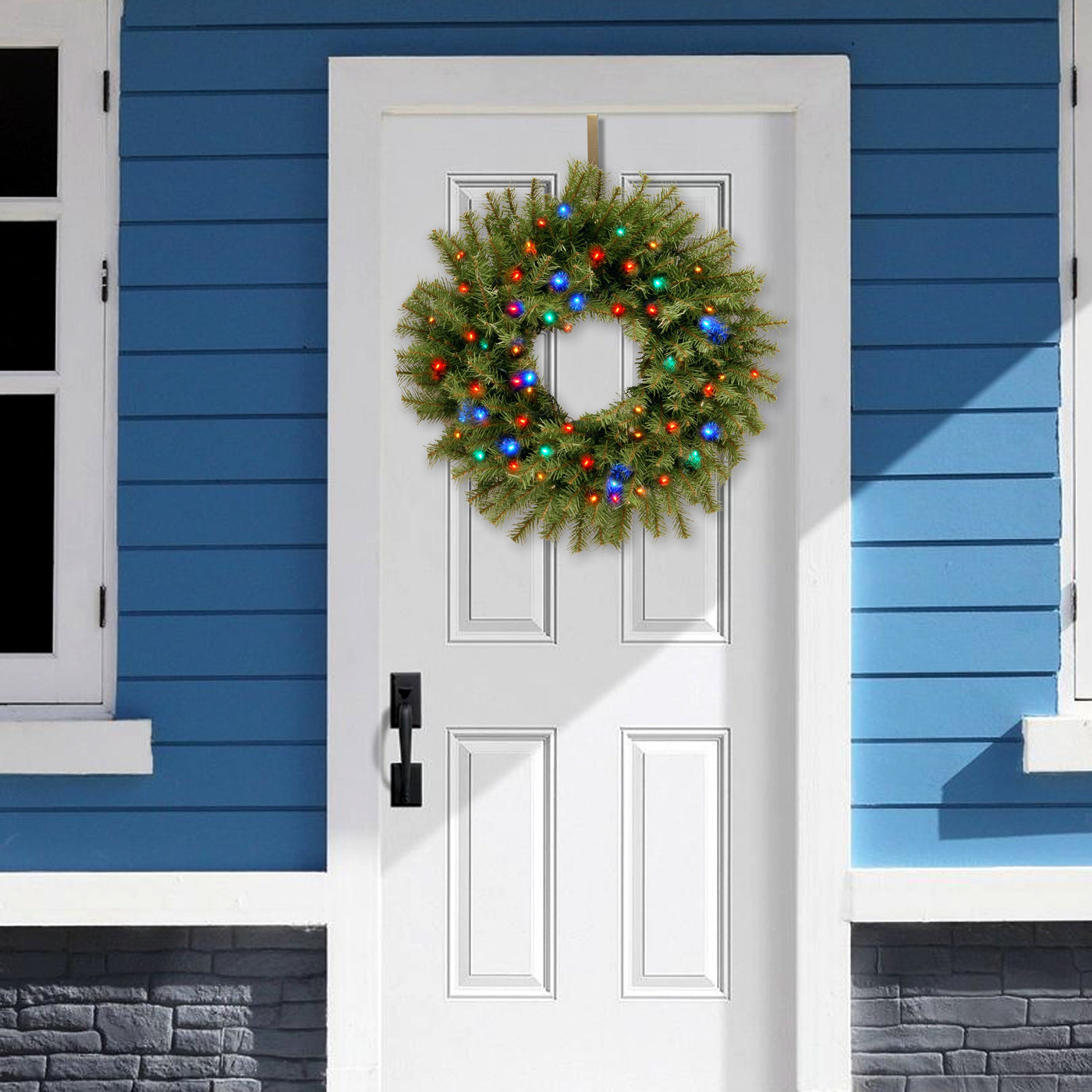 24 in. Pre-Lit Norwood Fir Wreath with Battery Operated Multicolor LED Lights - National Tree Company