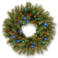 24 in. Pre-Lit Norwood Fir Wreath with Battery Operated Multicolor LED Lights - National Tree Company