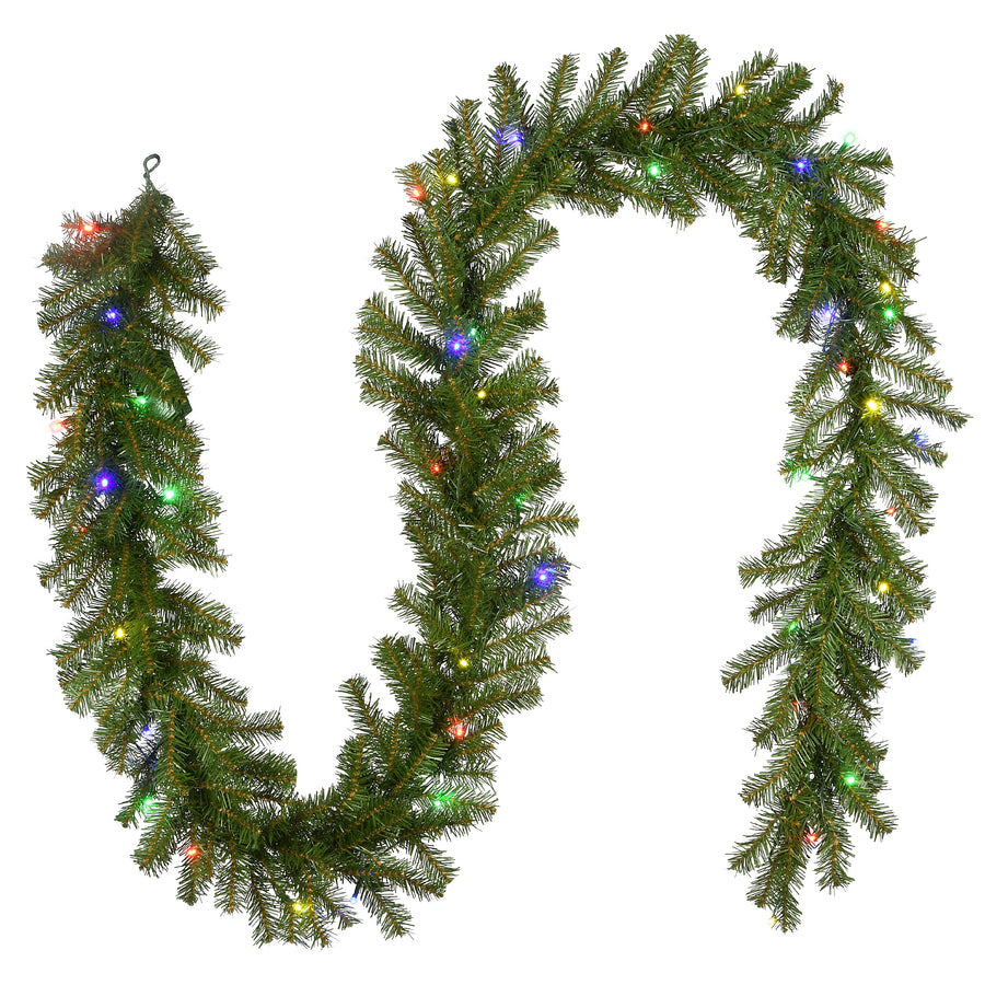 9 ft. Pre-Lit Norwood Fir Garland with Battery Operated Multicolor LED Lights - National Tree Company