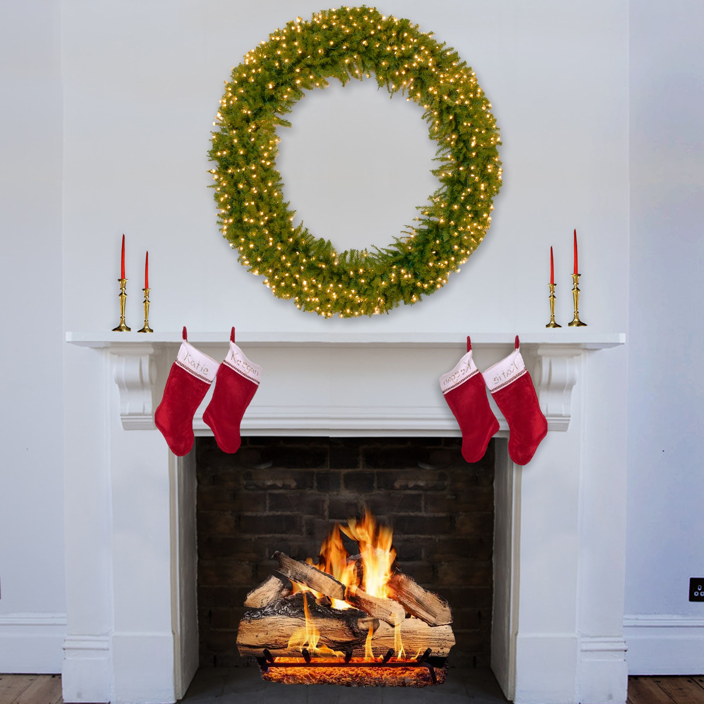 72 in. Pre-Lit Norwood Fir Wreath with Clear Lights · National