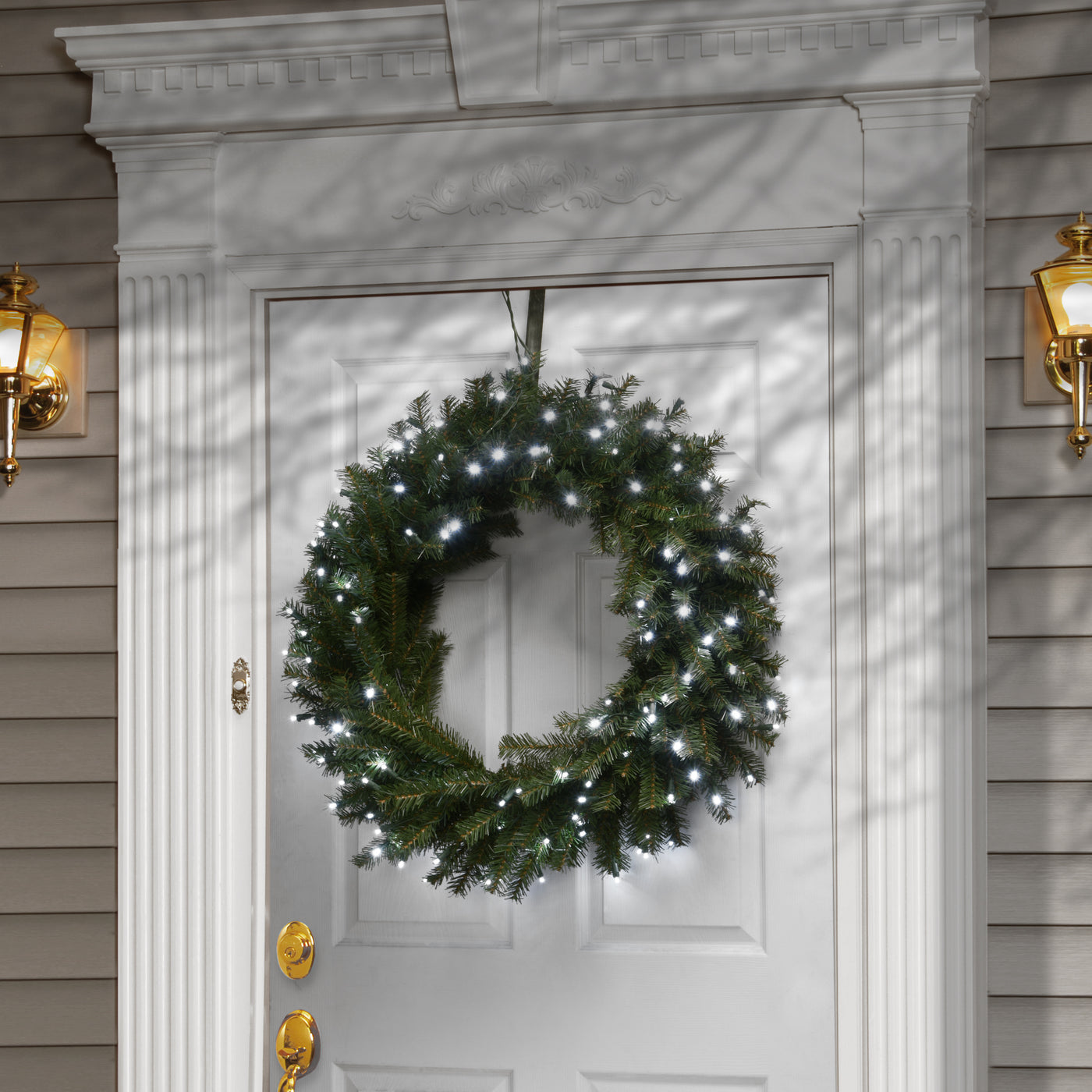 30 in. Pre-Lit Memory-Shape Norwood Fir Wreath with Warm White LED Lights - National Tree Company