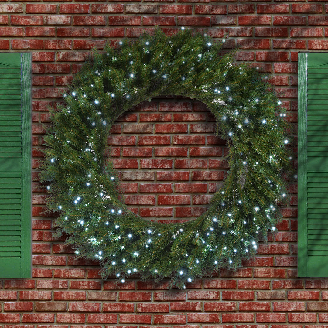48" Memory-Shape® Norwood Fir Wreath with White LED Lights