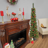 6 ft. Pre-Lit Nooksack Fir Pencil Slim Tree with LED Lights, Plug-In - National Tree Company