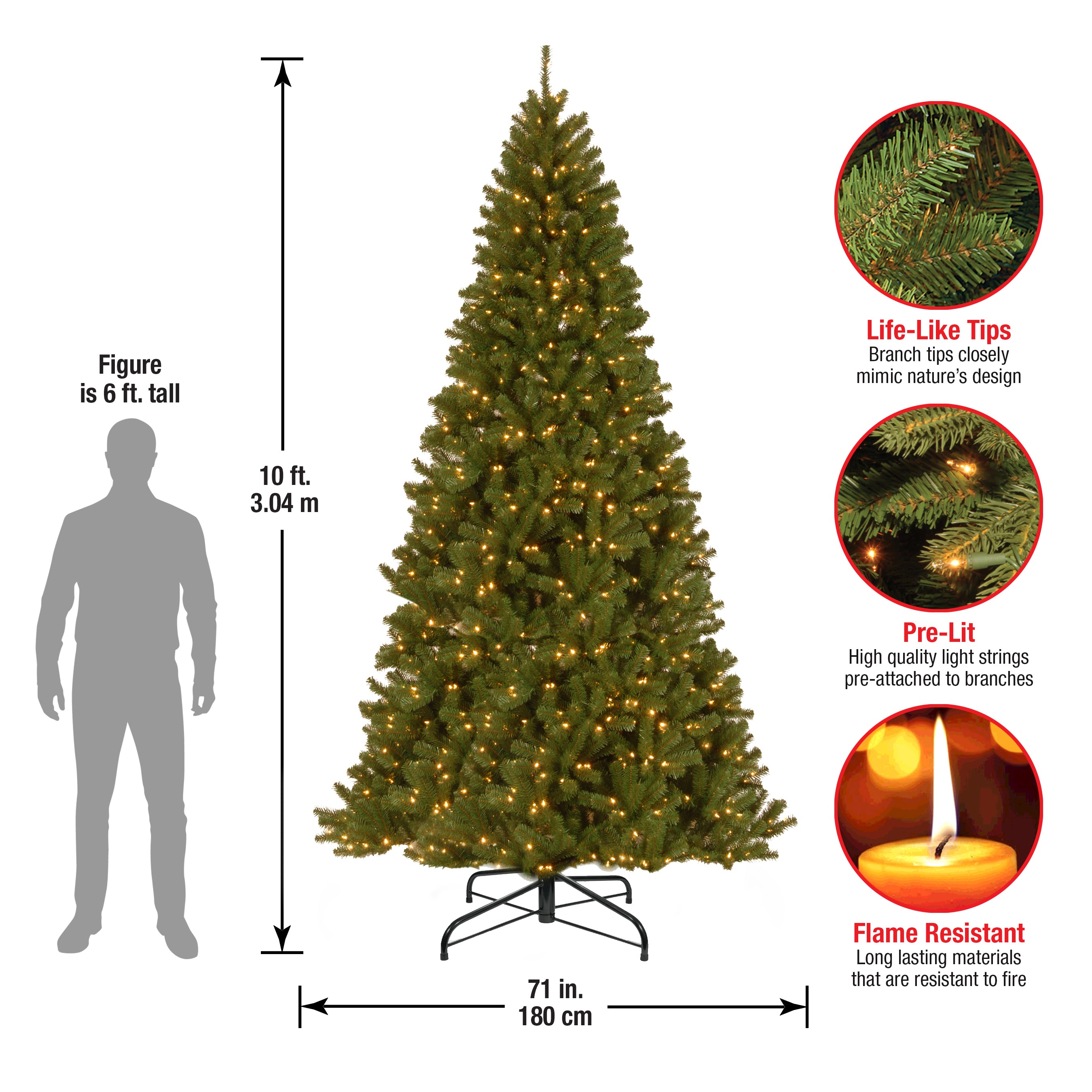 10 ft. Pre-Lit North Valley Spruce Tree with Clear Lights, Plug-In