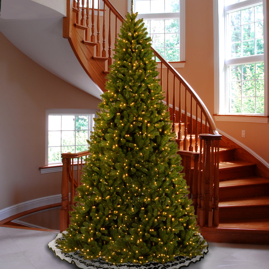 Pre-Lit Artificial Giant Christmas Tree, Green, North Valley Spruce, White Lights, Includes Stand, 16 Feet