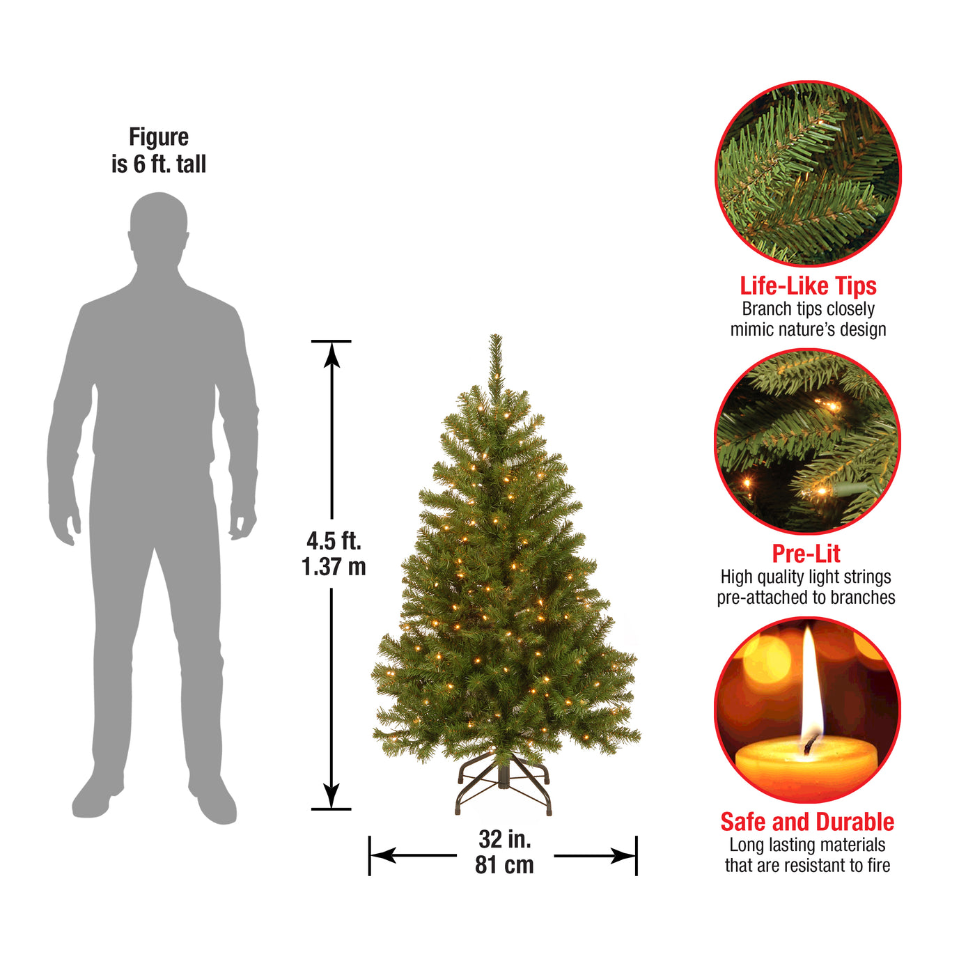 4.5 ft. Pre-Lit North Valley Spruce Tree with Clear Lights, Plug-In - National Tree Company