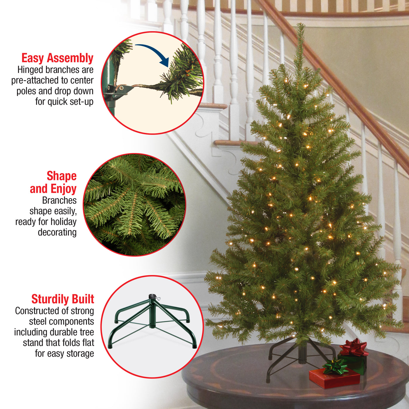 4.5 ft. Pre-Lit North Valley Spruce Tree with Clear Lights, Plug-In - National Tree Company