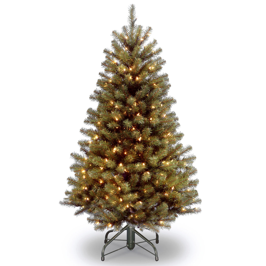 Pre-Lit Artificial Full Christmas Tree, Green, North Valley Spruce, White Lights, Includes Stand, 5 Feet