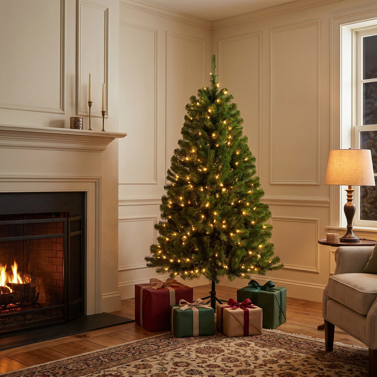 5 ft. Pre-Lit North Valley Spruce Hinged Tree with Clear LED Lights, Plug-In - National Tree Company