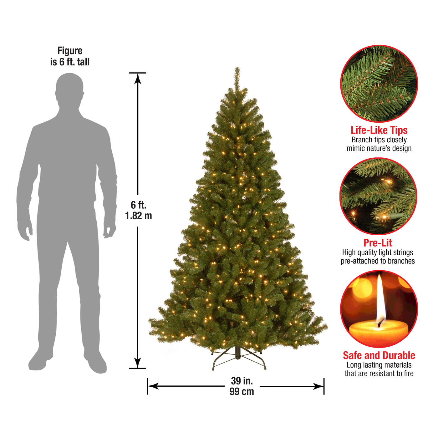 6 ft. Pre-Lit North Valley Spruce Tree with Clear Lights, Plug-In - National Tree Company
