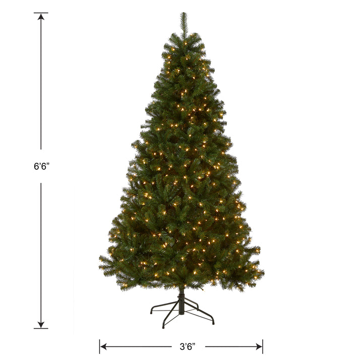 National Tree Company Pre-Lit Artificial Full Christmas Tree, Green, North Valley Spruce, Clear Lights, Includes Stand, 6.5 Feet