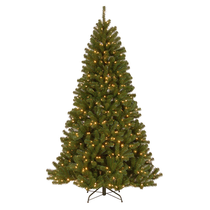 Pre-Lit Artificial Full Christmas Tree, Green, North Valley Spruce, White Lights, Includes Stand, 7.5 Feet