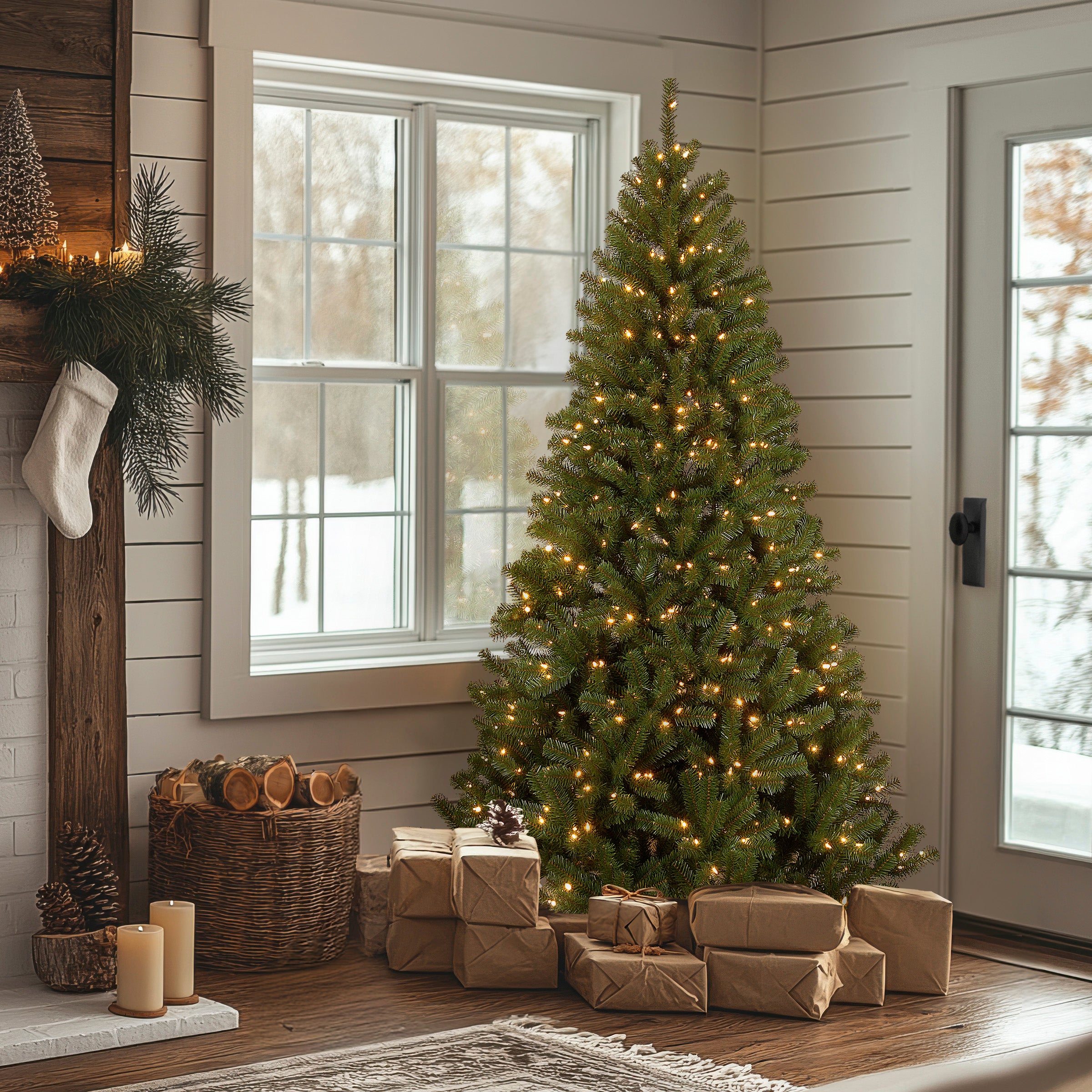 ミッドセンチュリー　ペア　オリエンタル　シノワズリ　オブジェ　50s 7.5 ft. Pre-Lit North Valley Spruce Tree with Clear Lights, Plug