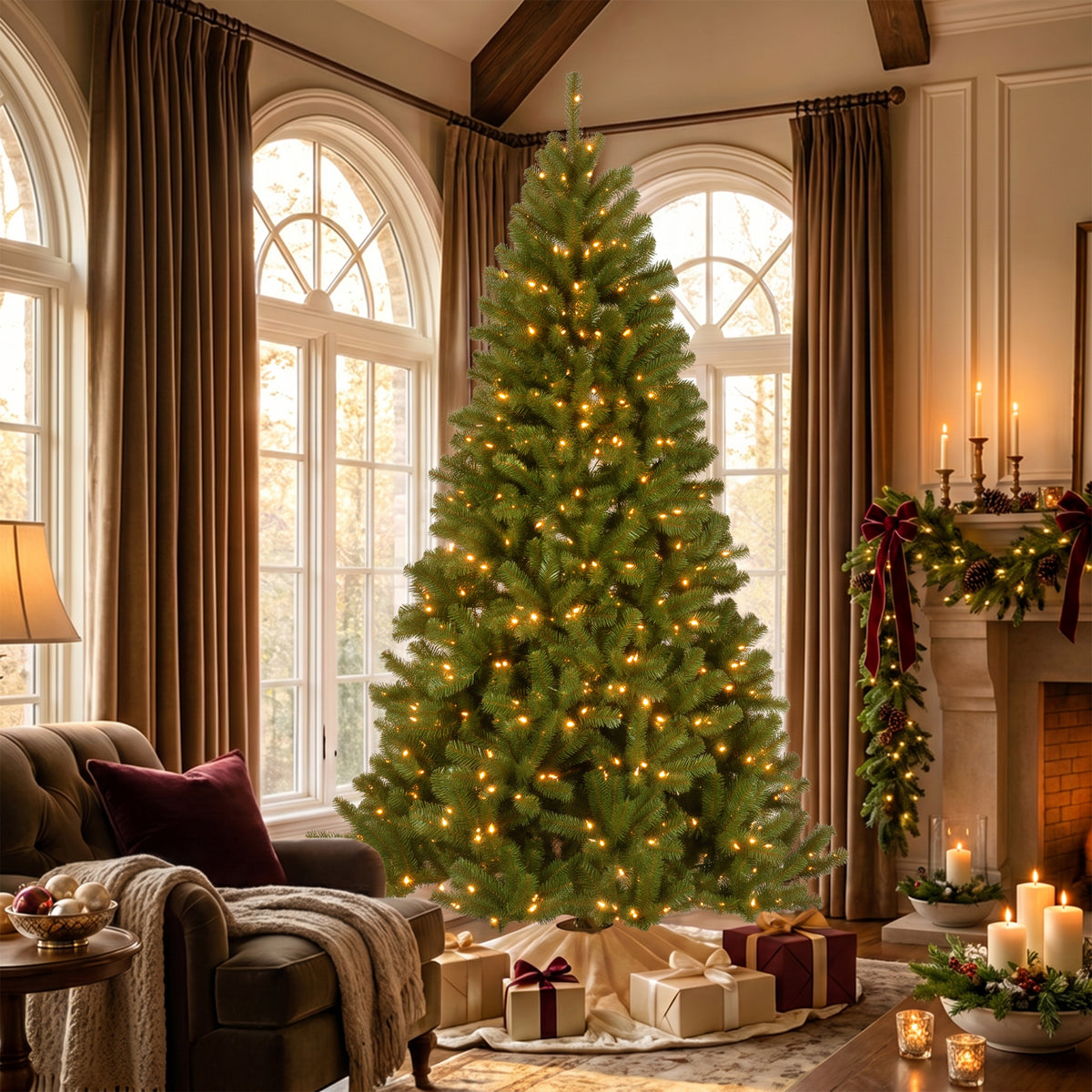 9 ft. Pre-Lit North Valley Spruce Hinged Tree with Clear Lights - National Tree Company