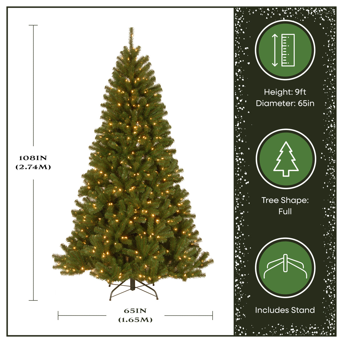 9 ft. Pre-Lit North Valley Spruce Hinged Tree with Clear Lights - National Tree Company