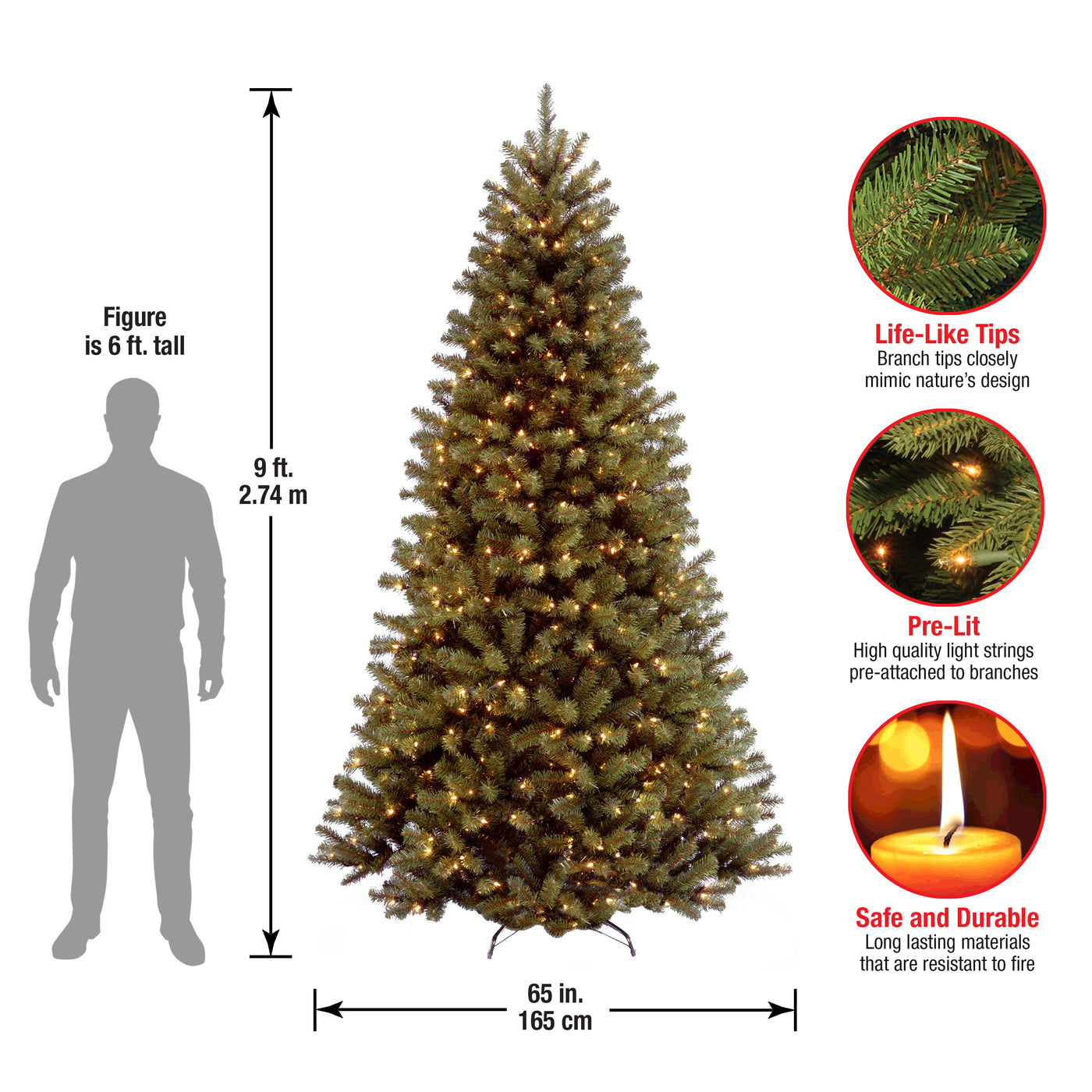 9 ft. Pre-Lit North Valley Spruce Tree with Clear Lights, Plug-In - National Tree Company