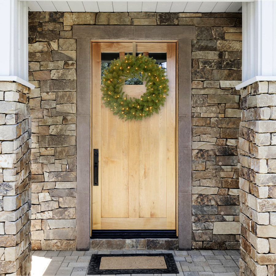 24 in. Pre-Lit North Valley Spruce Wreath with Dual Color LED Lights