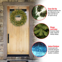 24 in. Pre-Lit North Valley Spruce Wreath with Dual Color LED Lights - National Tree Company