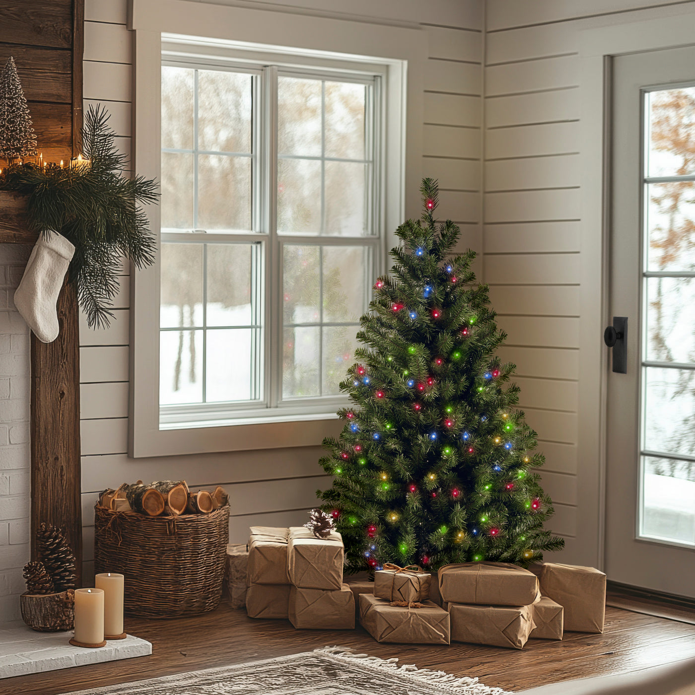4.5 ft. Pre-Lit North Valley Spruce Tree with Multicolor Lights - National Tree Company