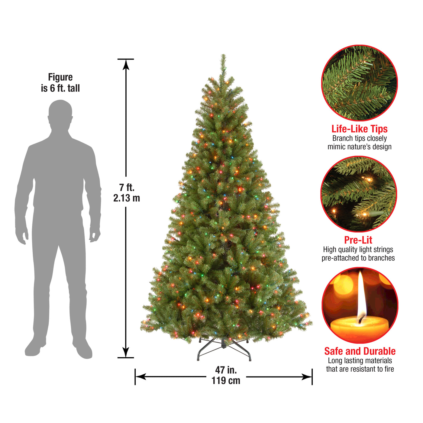 7 ft. Pre-Lit North Valley Spruce Tree with Multicolor Lights, Plug-In - National Tree Company