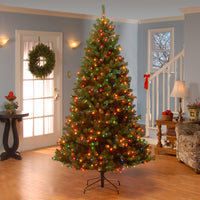 7.5 ft. Pre-Lit North Valley Spruce Hinged Tree with Multi Incandescent Lights - National Tree Company