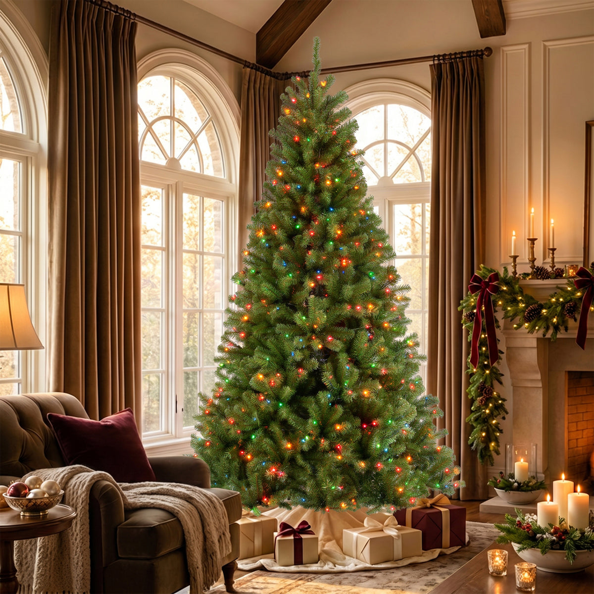 9 ft. Pre-Lit North Valley Spruce Hinged Tree with Multicolor Lights - National Tree Company