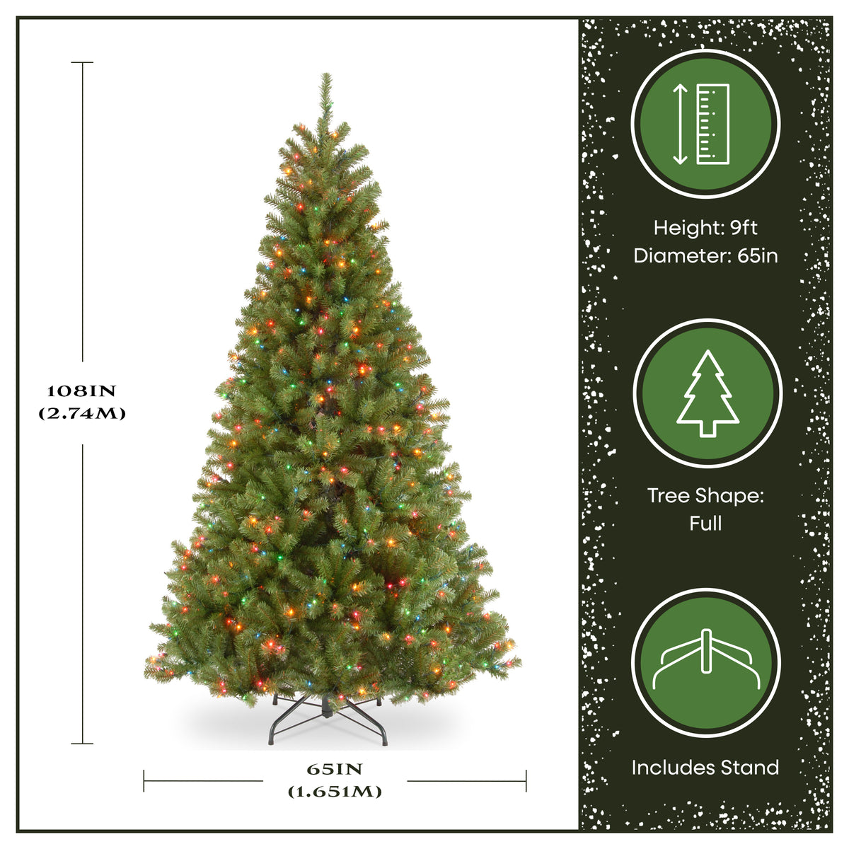 9 ft. Pre-Lit North Valley Spruce Hinged Tree with Multicolor Lights - National Tree Company