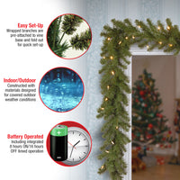 9 ft. Pre-Lit North Valley Spruce Garland with Dual Color LED Lights - National Tree Company