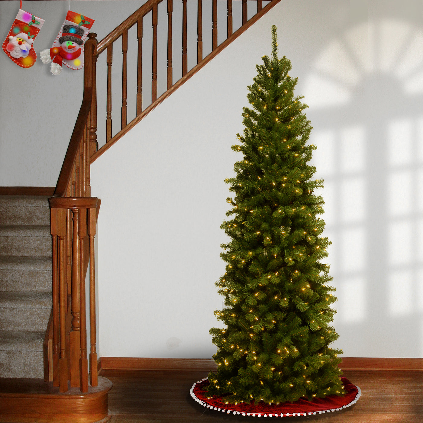 6 ft. Pre-Lit North Valley Spruce Pencil Slim Tree with Clear Lights - National Tree Company