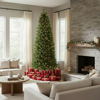 6 ft. Pre-Lit North Valley Spruce Pencil Slim Hinged Tree with Warm White LED Lights - National Tree Company