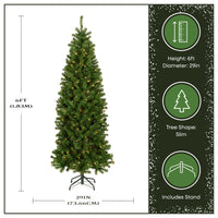 6 ft. Pre-Lit North Valley Spruce Pencil Slim Hinged Tree with Warm White LED Lights - National Tree Company