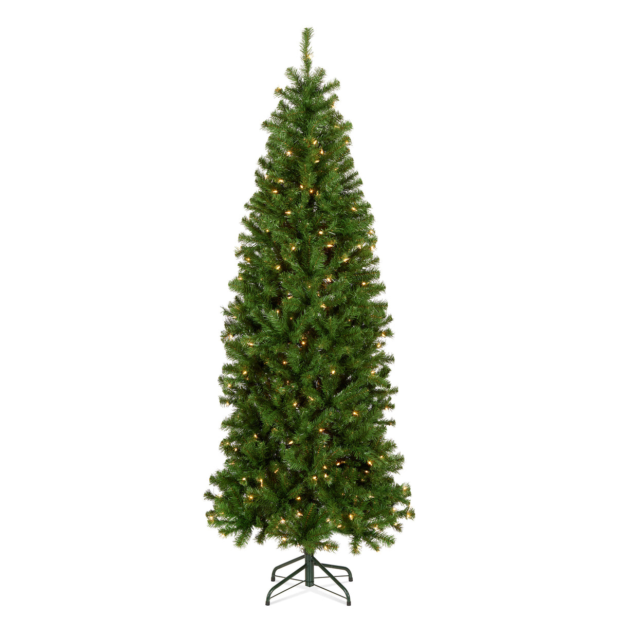 6 ft. Pre-Lit North Valley Spruce Pencil Slim Hinged Tree with Warm White LED Lights - National Tree Company