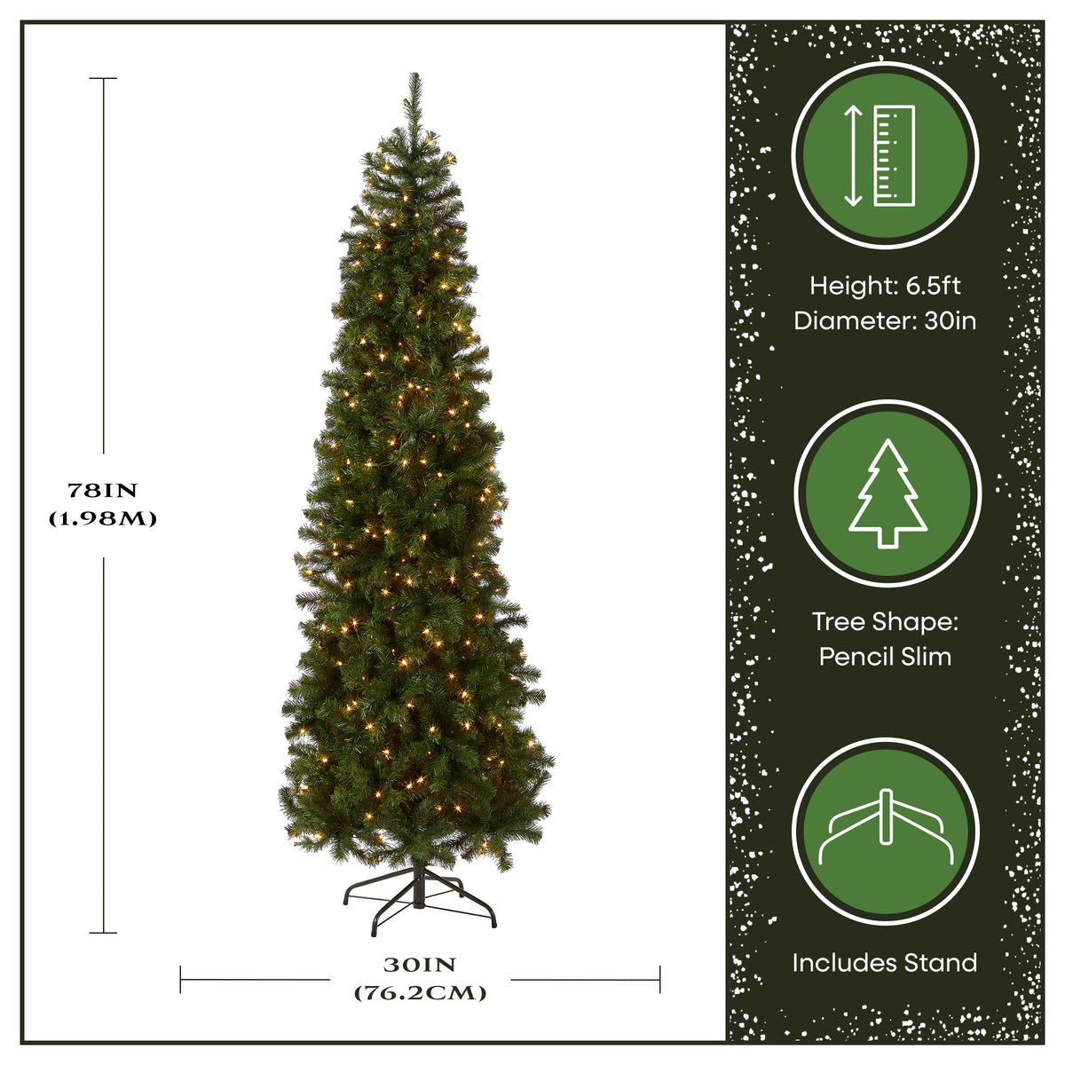 6.5 ft. Pre-Lit North Valley Spruce Pencil Slim Tree with Clear Lights - National Tree Company