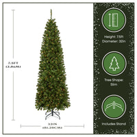 7.5 ft. Pre-Lit North Valley Spruce Pencil Slim Hinged Tree with Clear Lights - National Tree Company