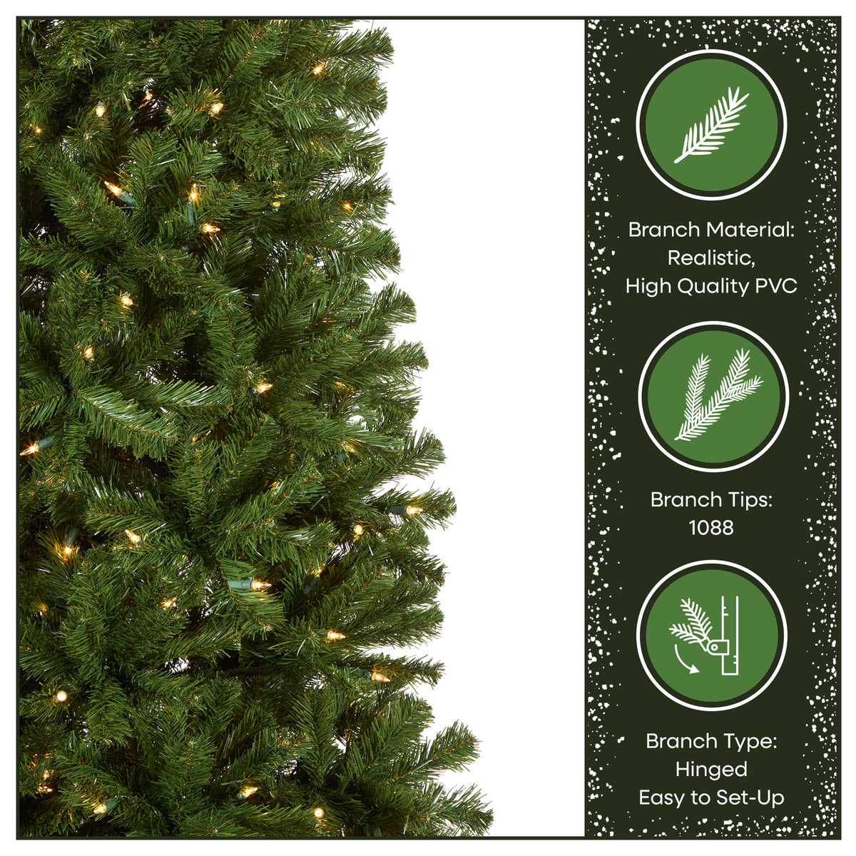 7.5 ft. Pre-Lit North Valley Spruce Pencil Slim Hinged Tree with Clear Lights - National Tree Company