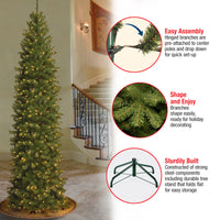 9 ft. Pre-Lit North Valley Spruce Pencil Slim Tree with Clear Lights, Plug-In - National Tree Company