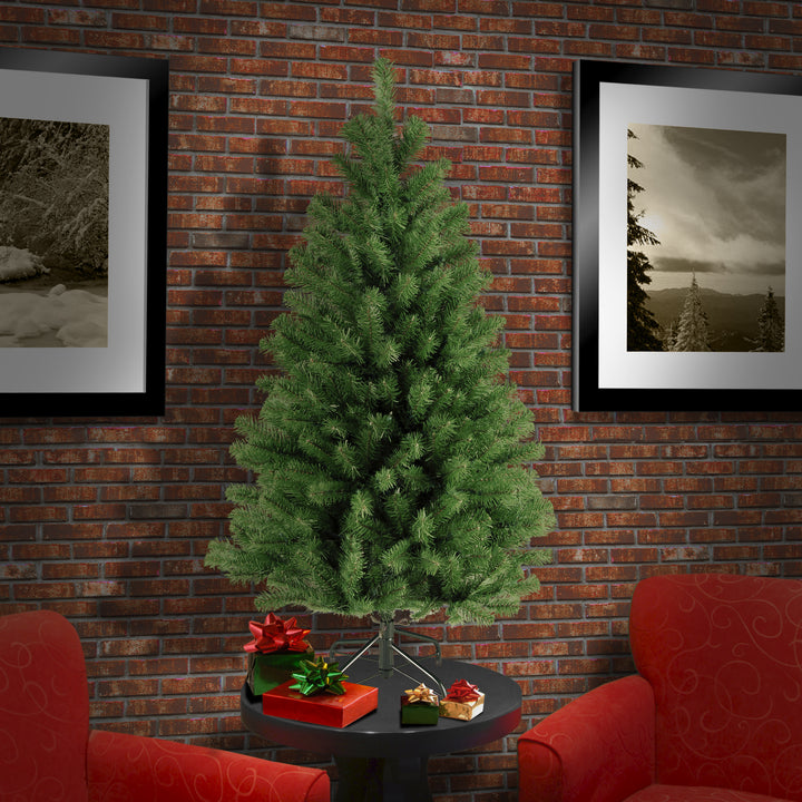 Artificial Full Christmas Tree, Green, North Valley Spruce, Includes Stand, 4 Feet