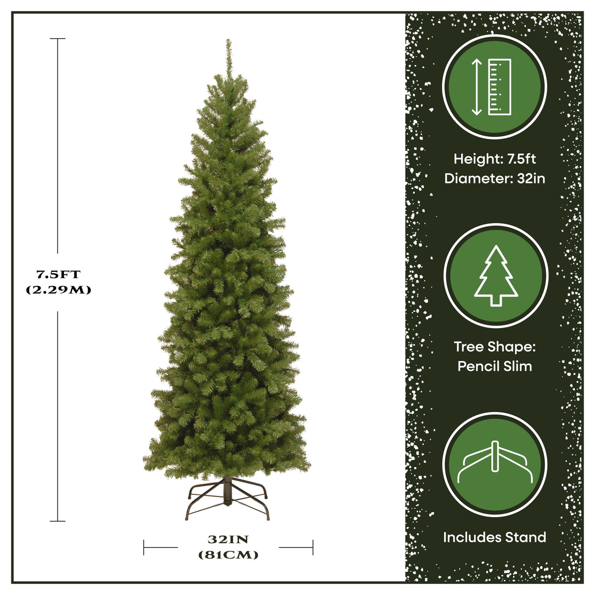 7.5 ft. North Valley Spruce Pencil Slim Hinged Tree - National Tree Company