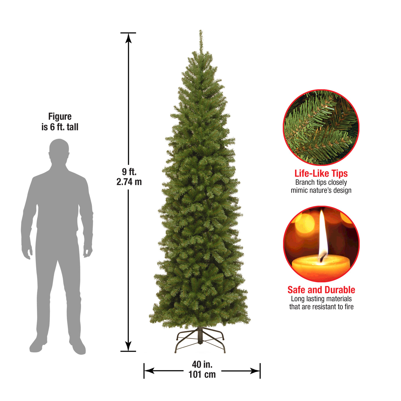 9 ft. North Valley Spruce Pencil Slim Tree - National Tree Company