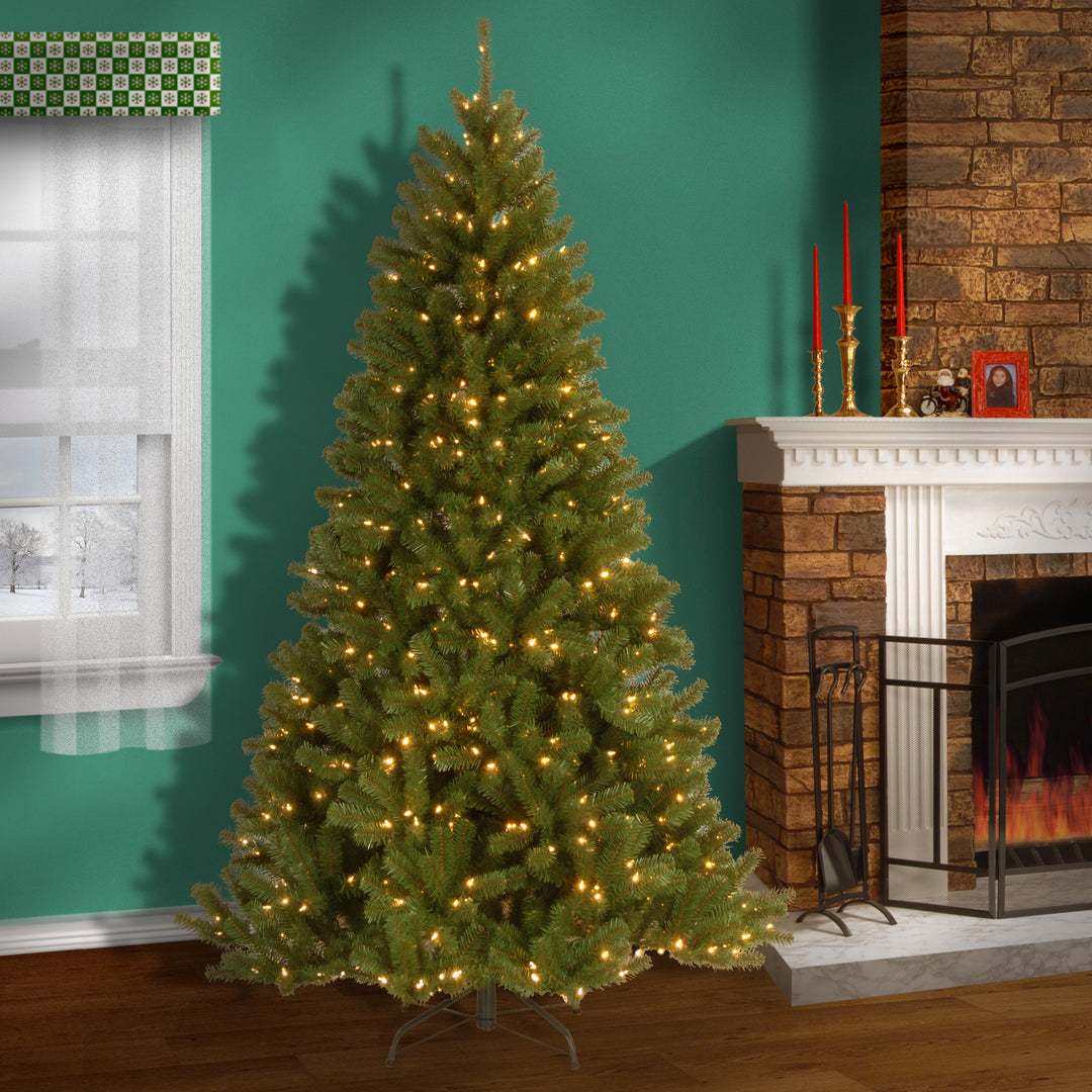 Pre-Lit 7.5ft Artificial Full Christmas Tree, Green, North Valley Spruce, Dual Color LED Lights