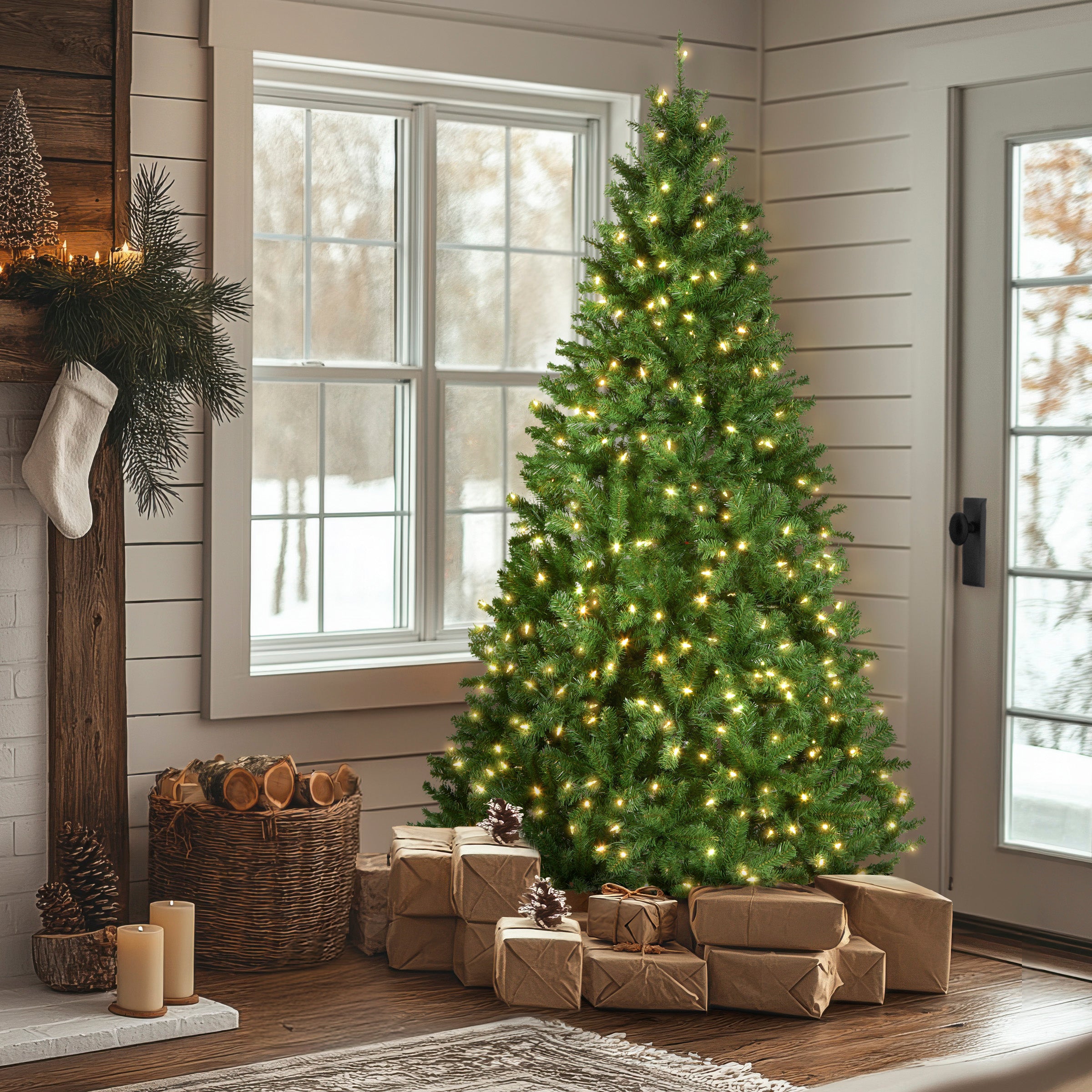 7.5 ft. Pre-Lit North Valley Spruce Slim Tree with Multicolor