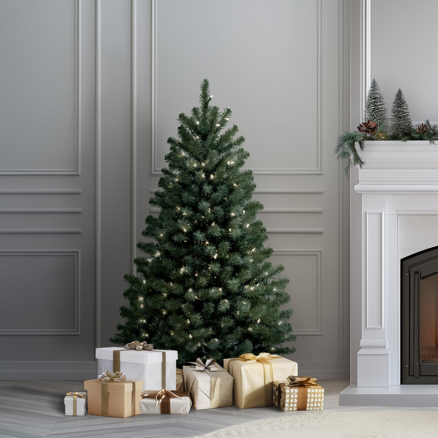 4.5 ft. Pre-Lit North Valley Blue Spruce Tree with Clear Lights - National Tree Company